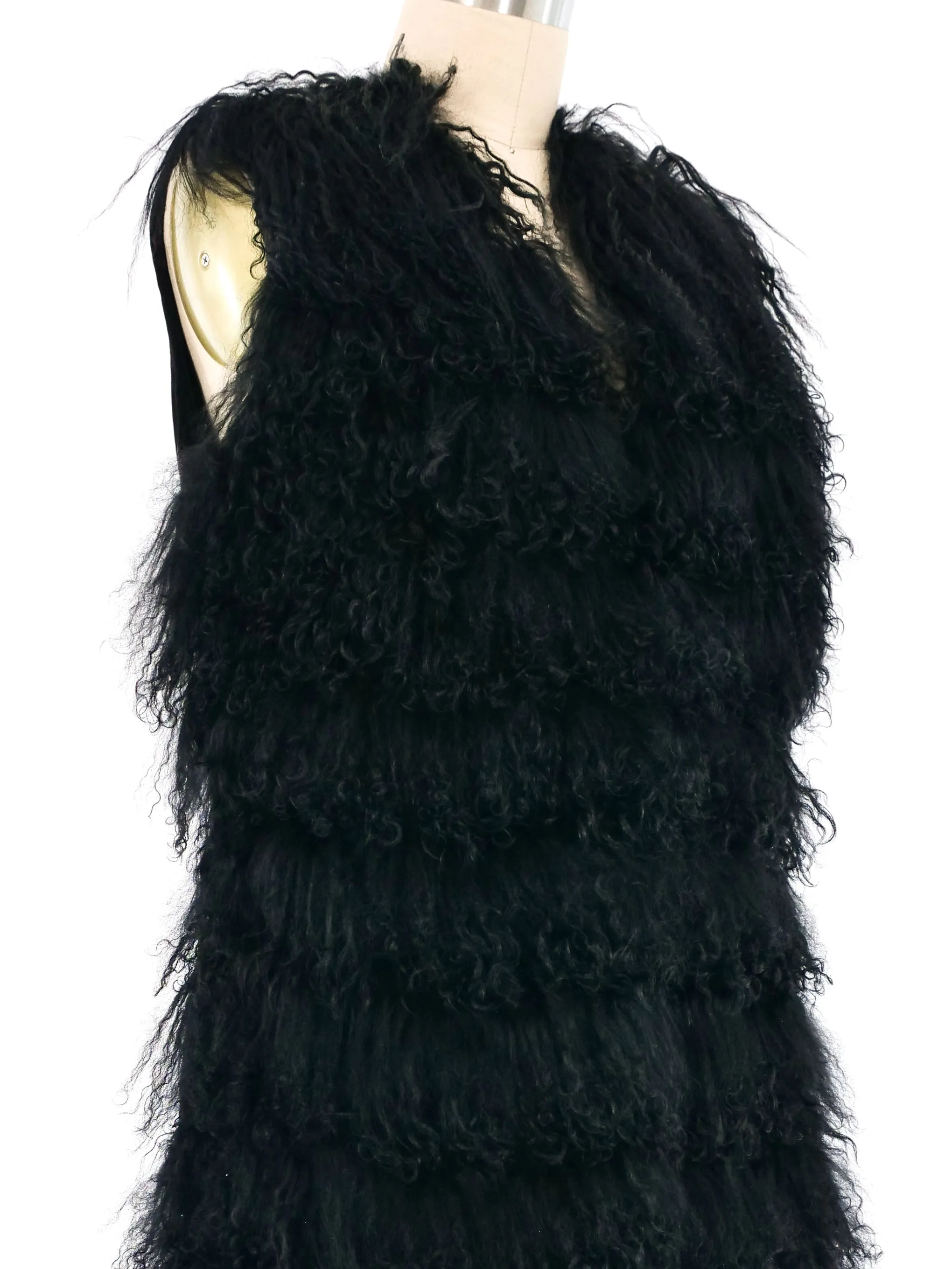 Mongolian Lamb Fur and Suede Vest
