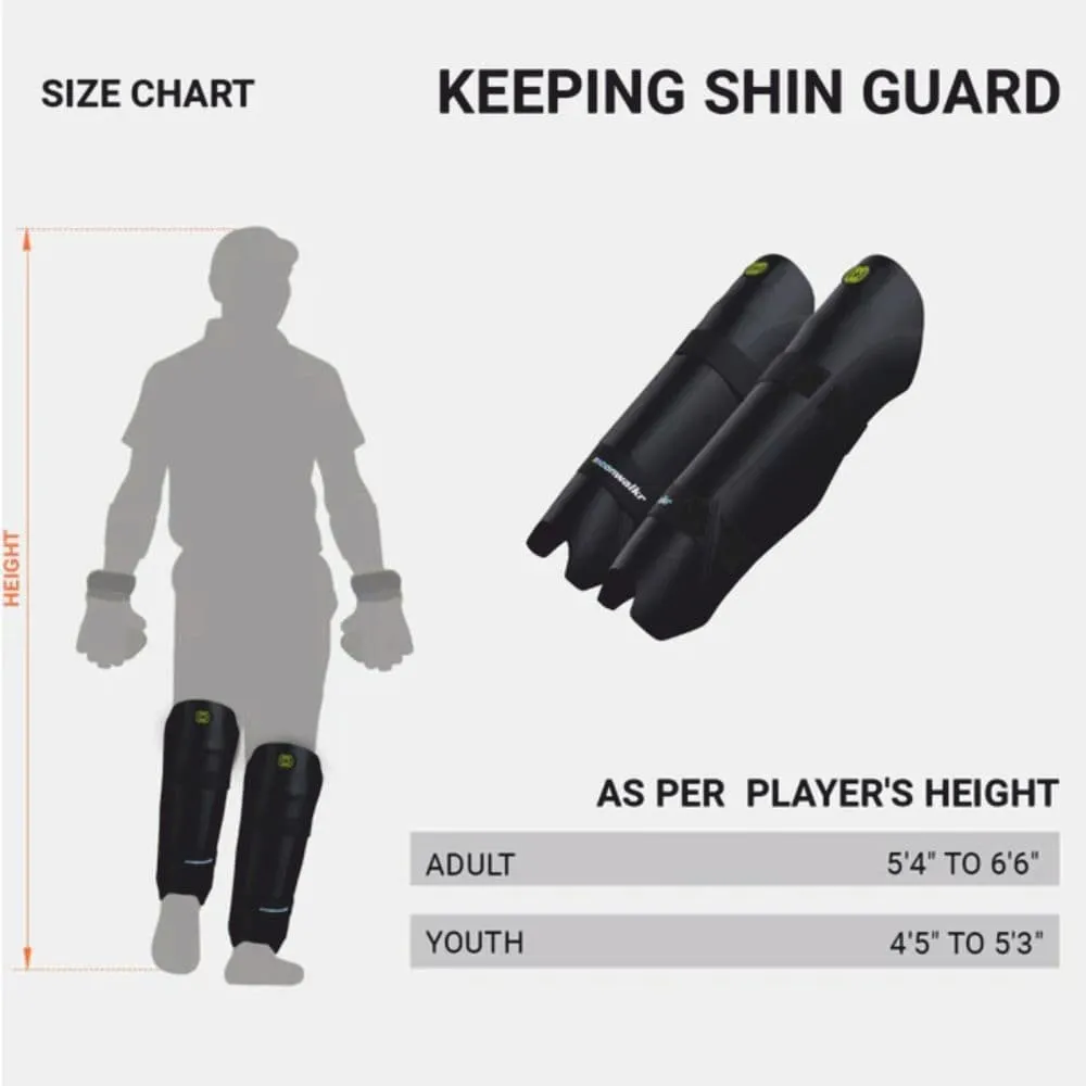 Moonwalkr Cricket Wicket Keeping Shin Pads, Black