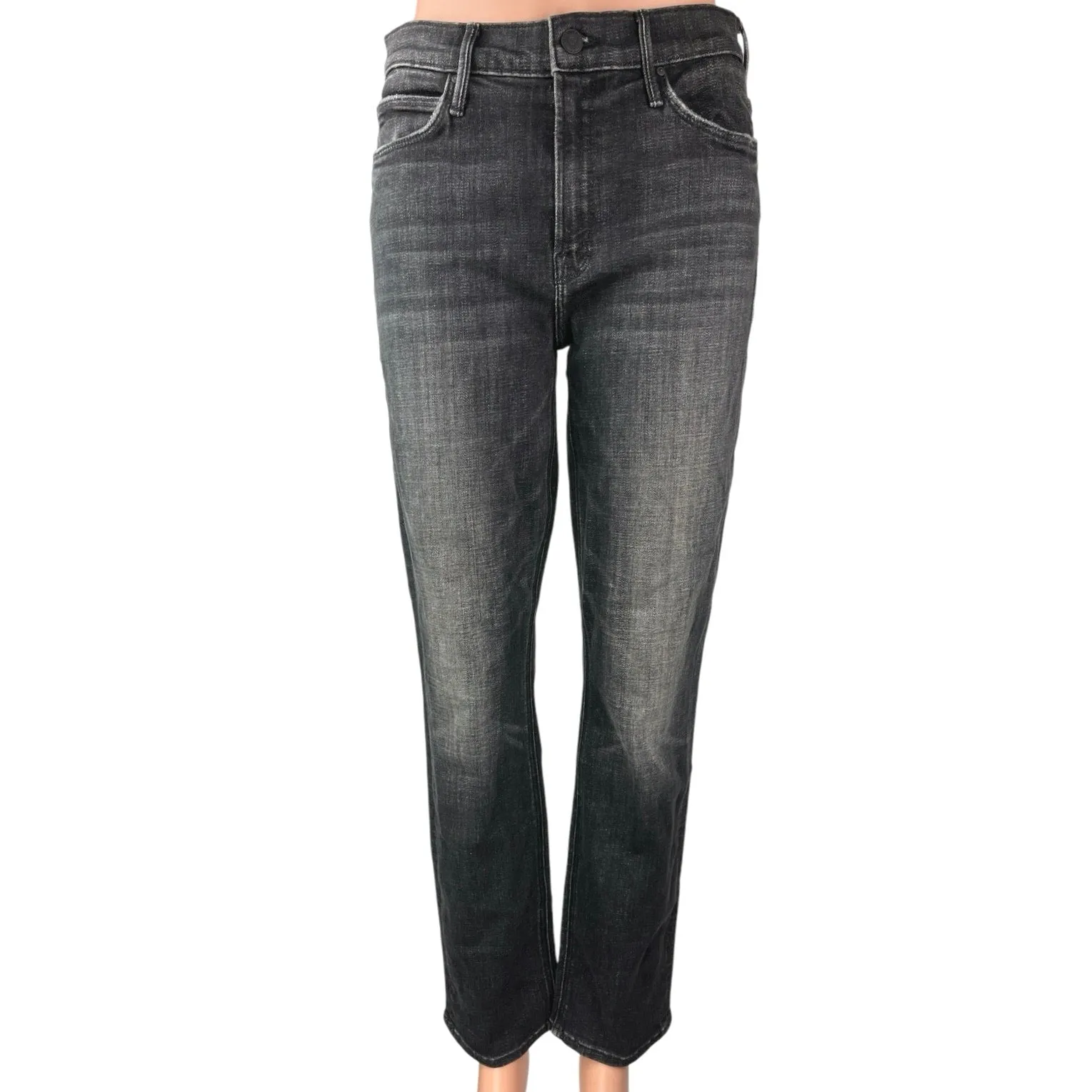 Mother Women's Black High Rise Ankle Casual Straight Leg Denim Jeans Size 28