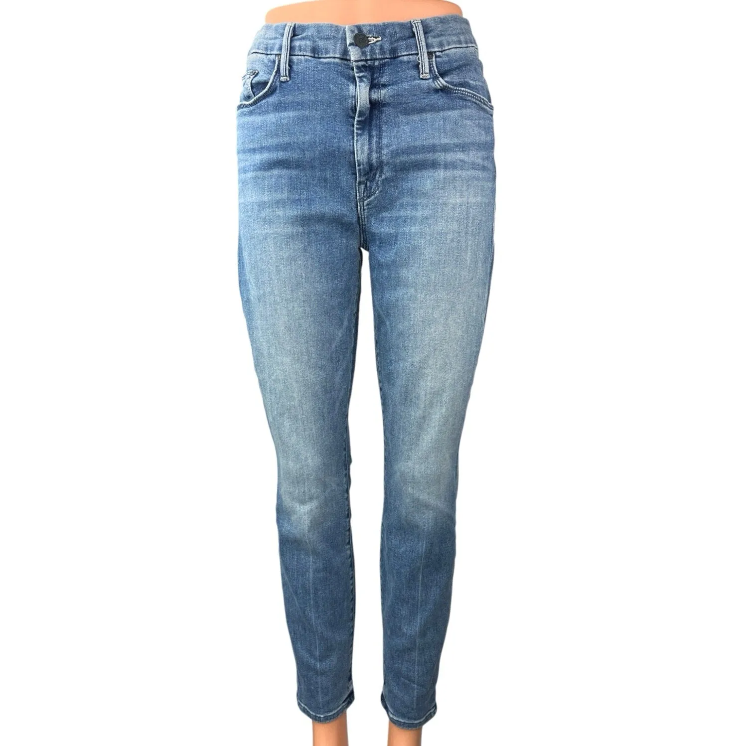 Mother Women's Blue Medium Wash The Looker Ankle Skinny Denim Jeans Size 32