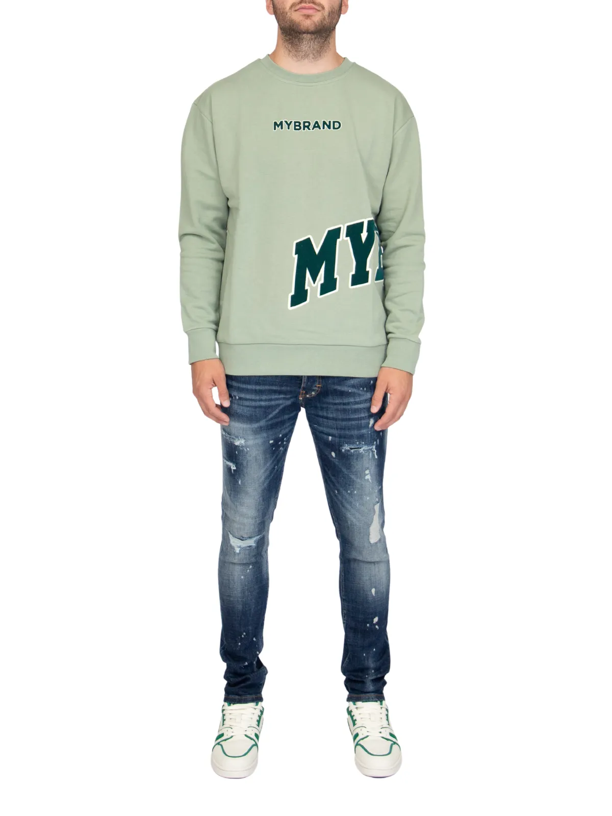 MYBRAND Bold Emblem sweater | LIGHT GREEN