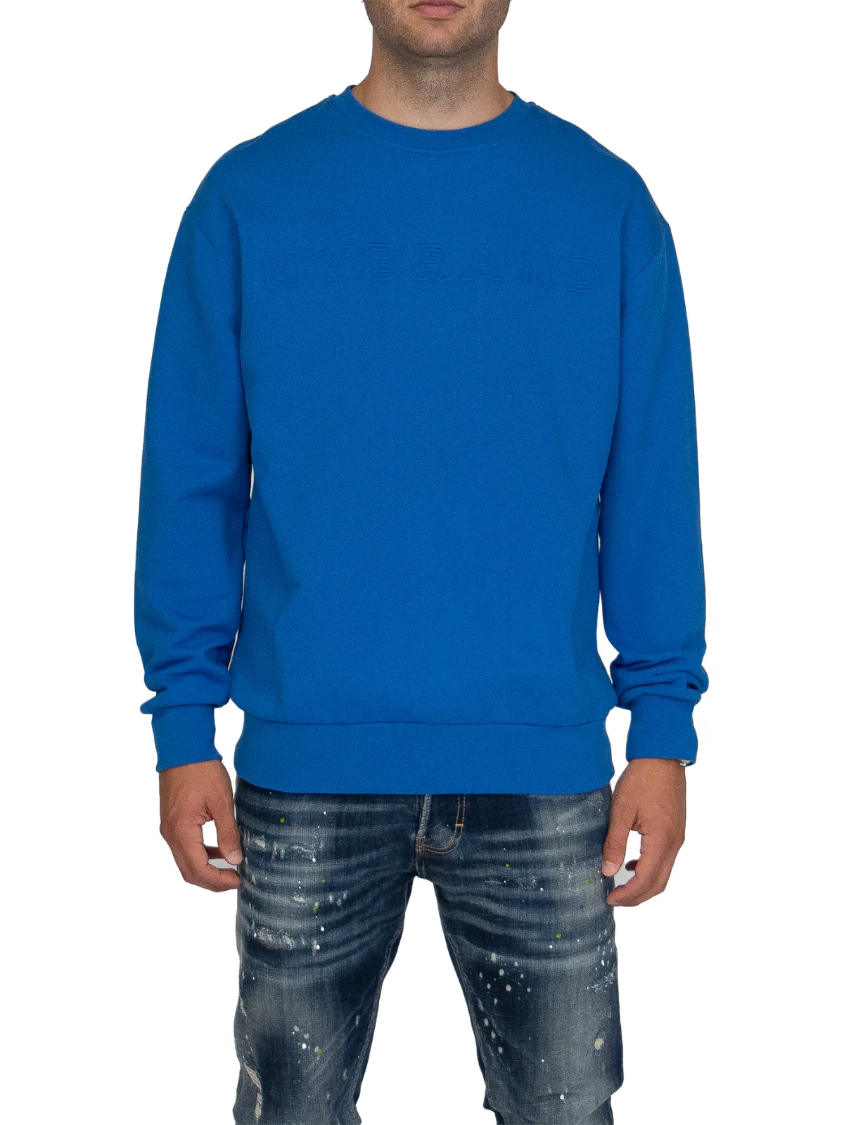 MYBRAND Embosed Statement Sweater | BLUE