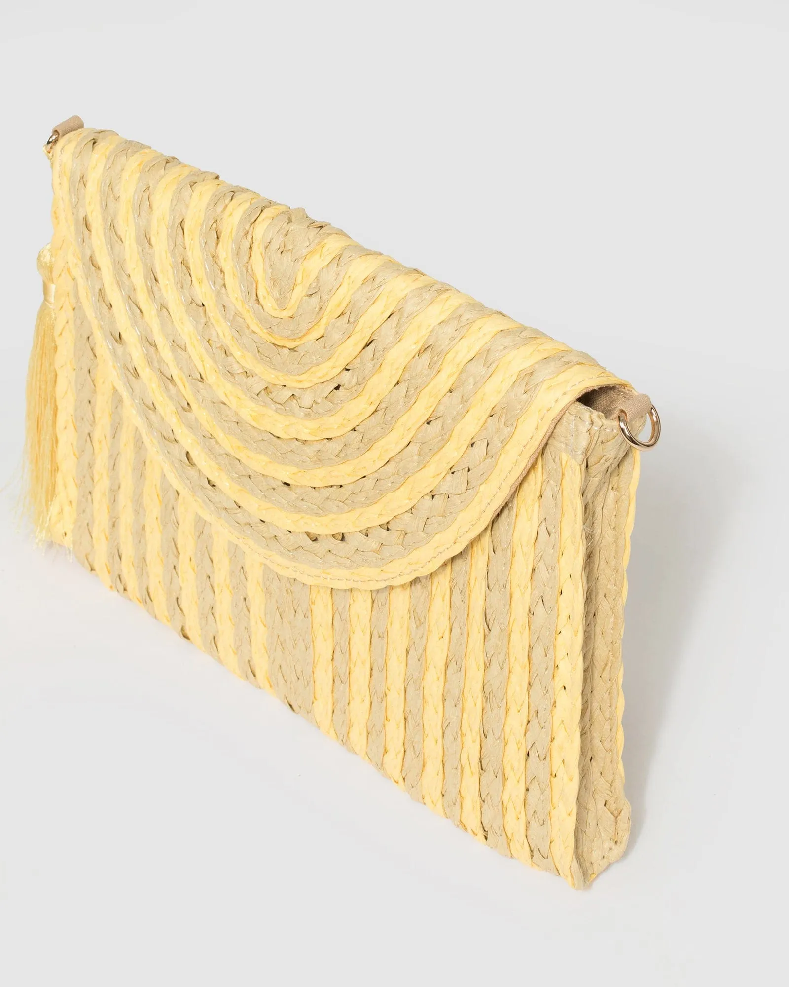 Natural Alessandria Tassel Clutch Bag