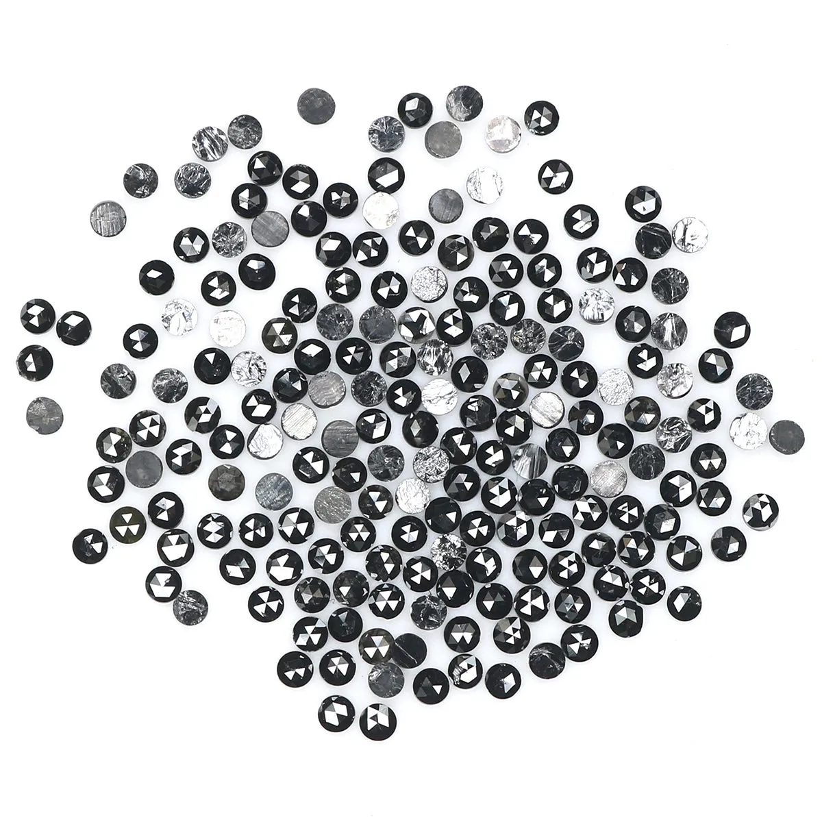 Natural Loose Round Rose Cut Diamond Black Color 3.04 CT 1.55 MM Rose Cut Shape Diamond L1894