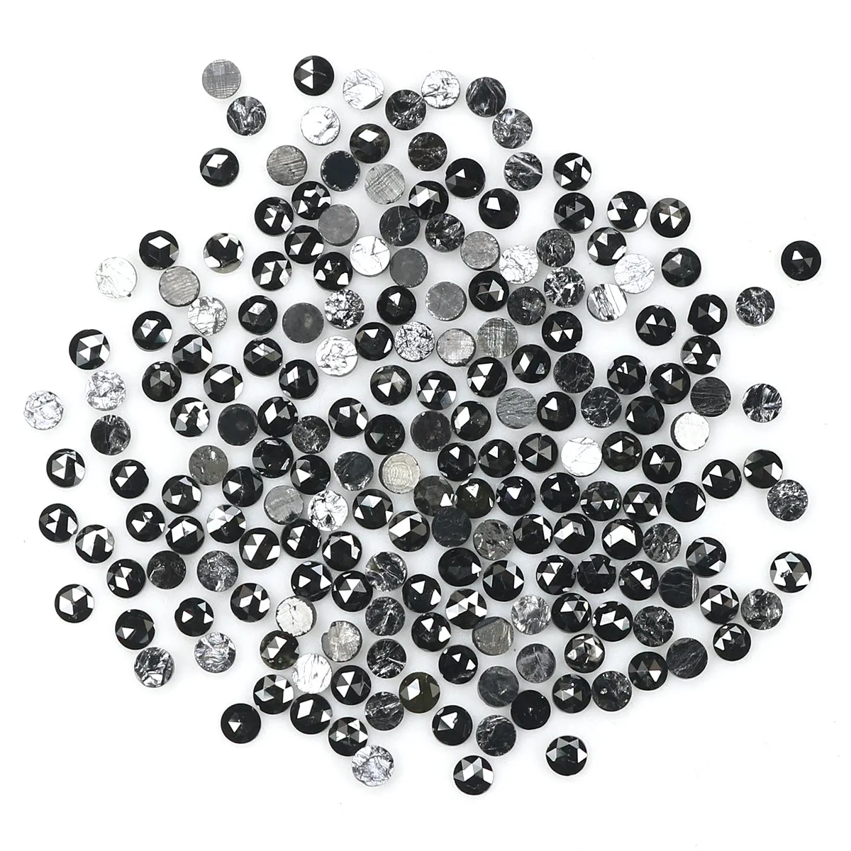 Natural Loose Round Rose Cut Diamond Black Color 3.04 CT 1.55 MM Rose Cut Shape Diamond L1894