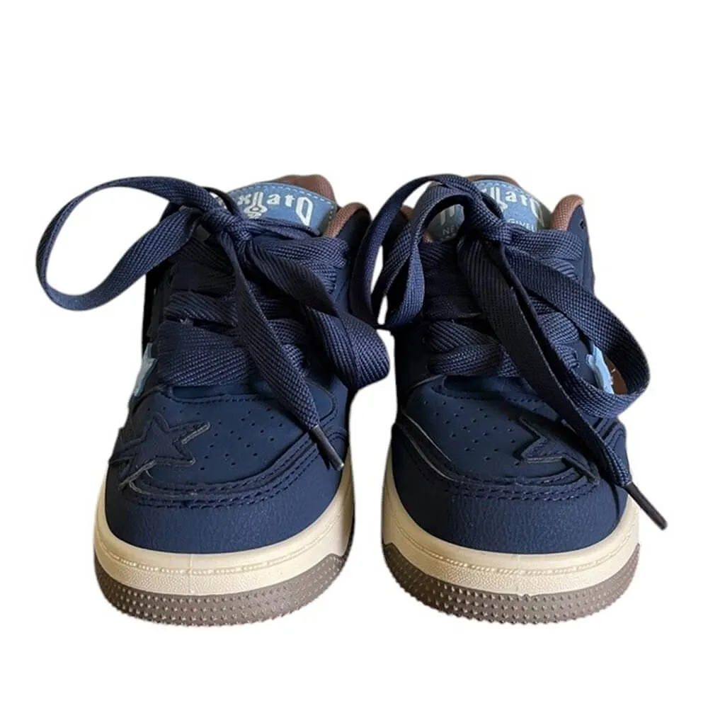 Navy Blue Star Aesthetic Sneakers