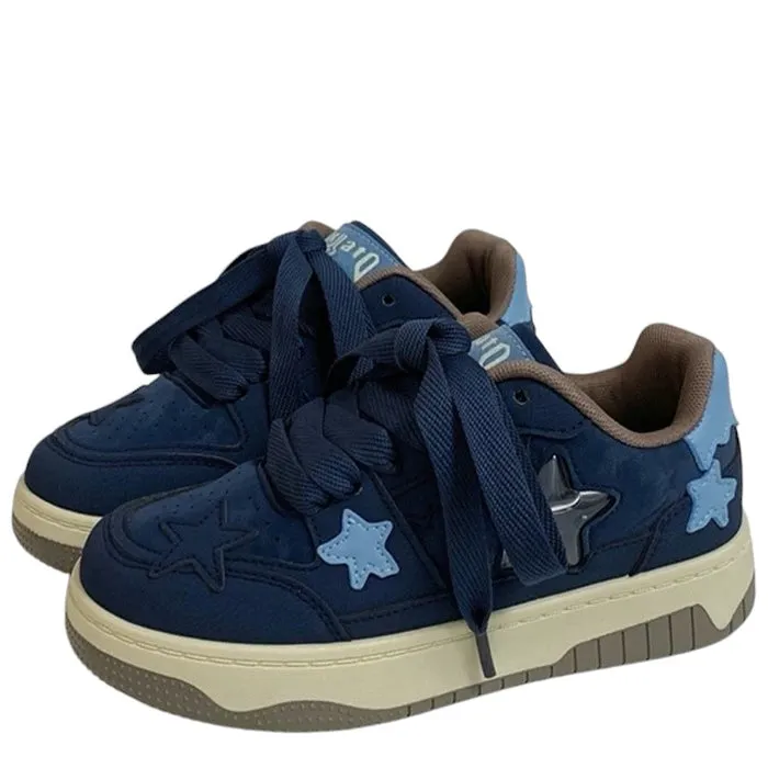 Navy Blue Star Aesthetic Sneakers