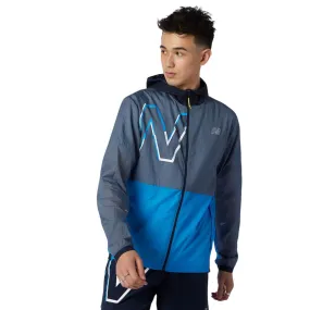 New Balance Men's Printed Impact Run Light Pack Jacket - Grey/Blue