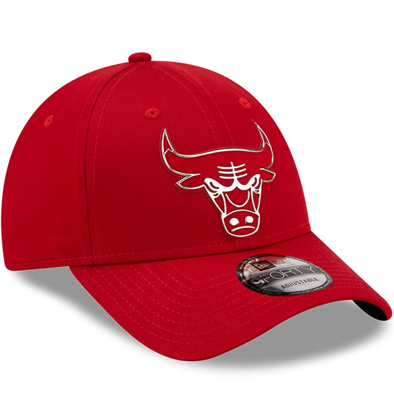 New Era Mens Chicago Bulls 9FORTY NBA Foil Logo Baseball Cap - Red