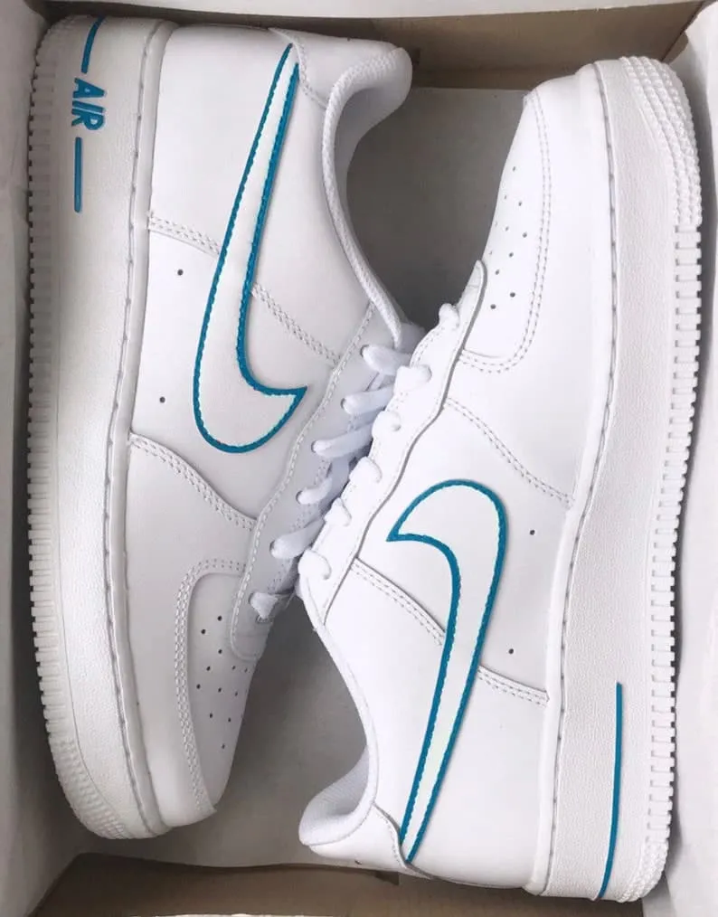 Nike Air Force 1 X Blue Outline Tick Design