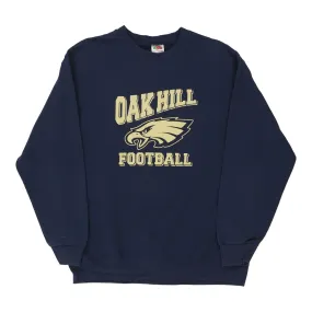 Oakhill Football Fruit Of The Loom Sweatshirt - Large Navy Cotton Blend