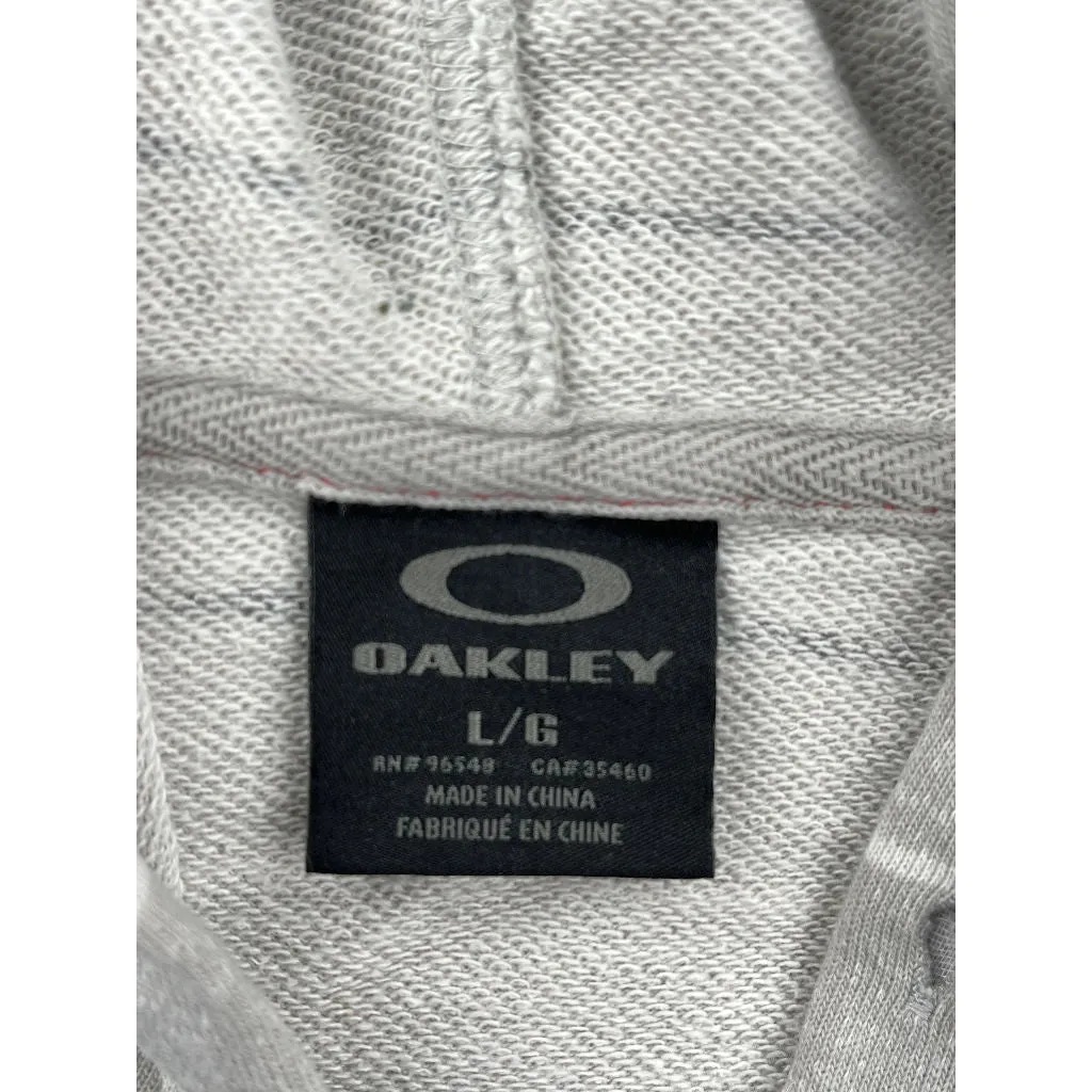 Oakley Striped Hoodie - Large - Grey Cotton Blend