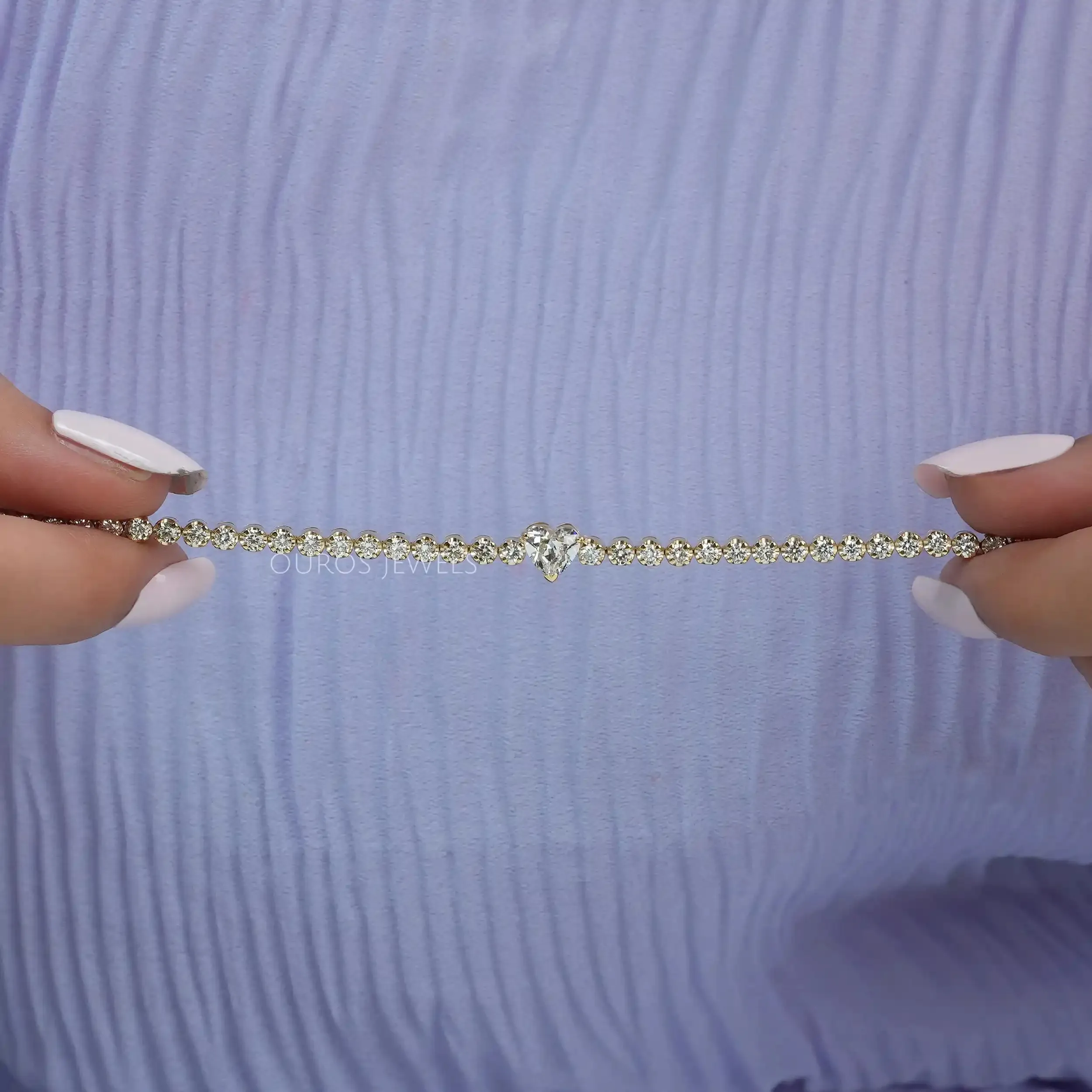Old Cut Heart Lab Diamond Tennis Bracelet