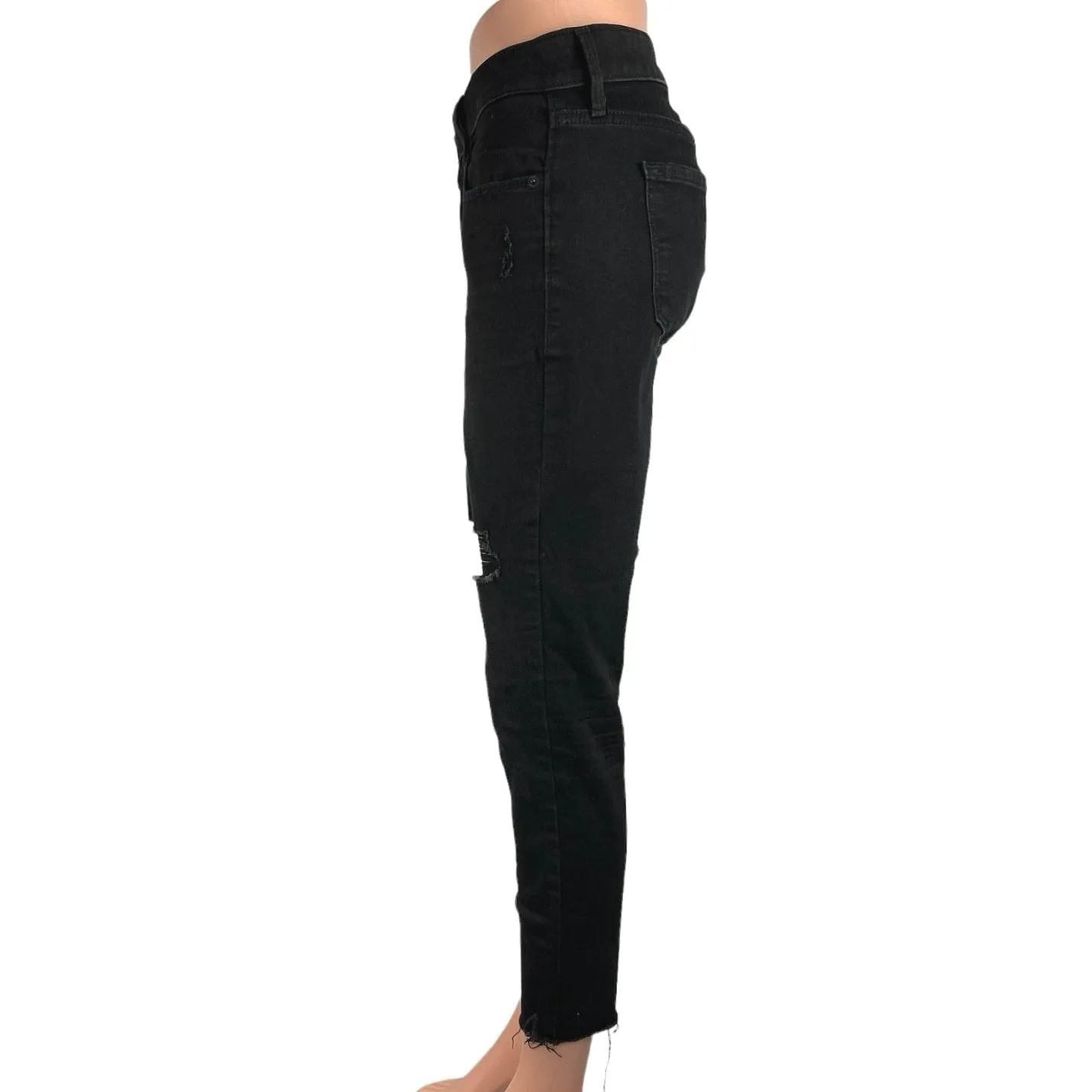 Old Navy Rockstar Black Super Skinny Mid Rise Distressed Ankle Denim Jeans Sz 10