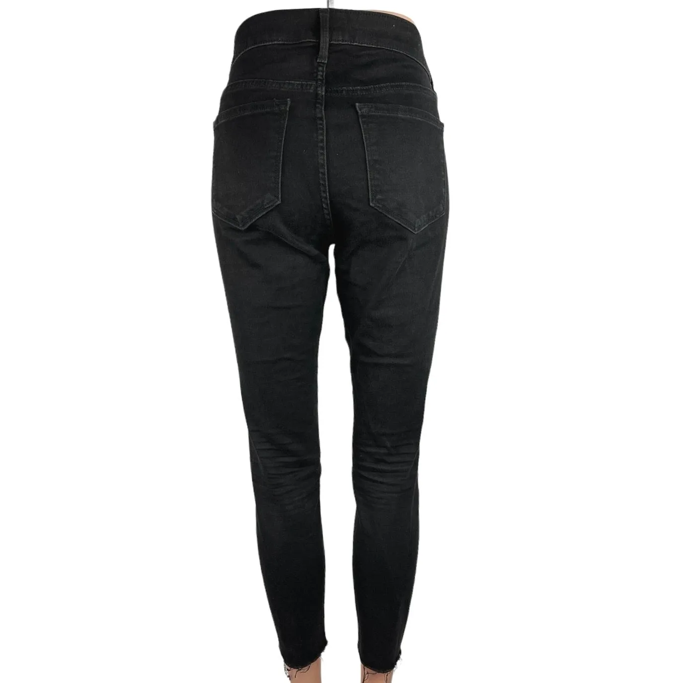 Old Navy Rockstar Black Super Skinny Mid Rise Distressed Ankle Denim Jeans Sz 10