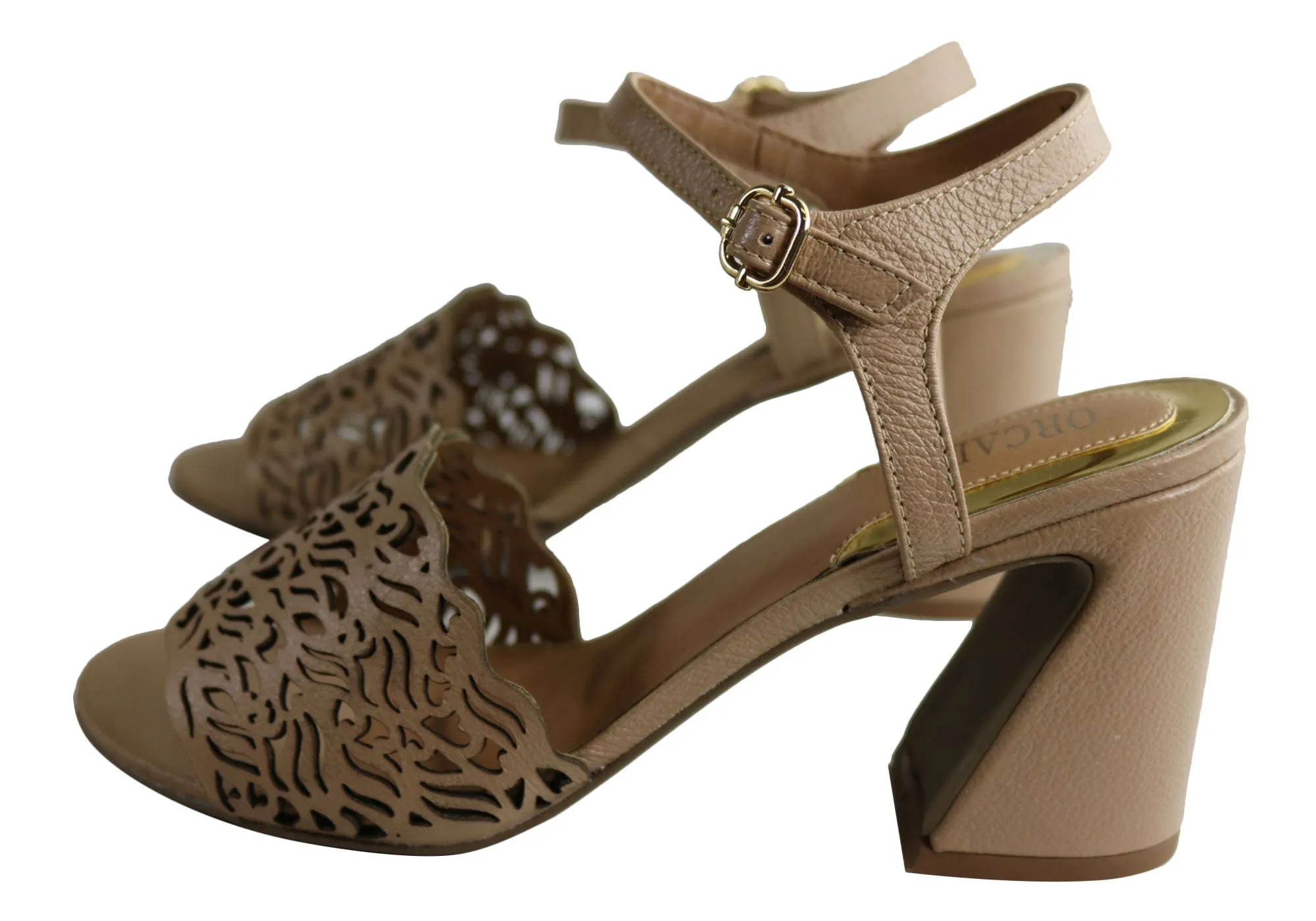 Orcade Mena Womens Fashion Leather Heels Sandals Made In Brazil