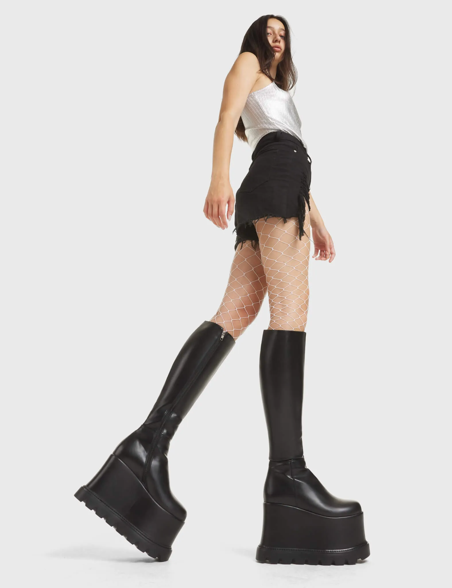 Out The Gate Chunky Platform Knee High Boots
