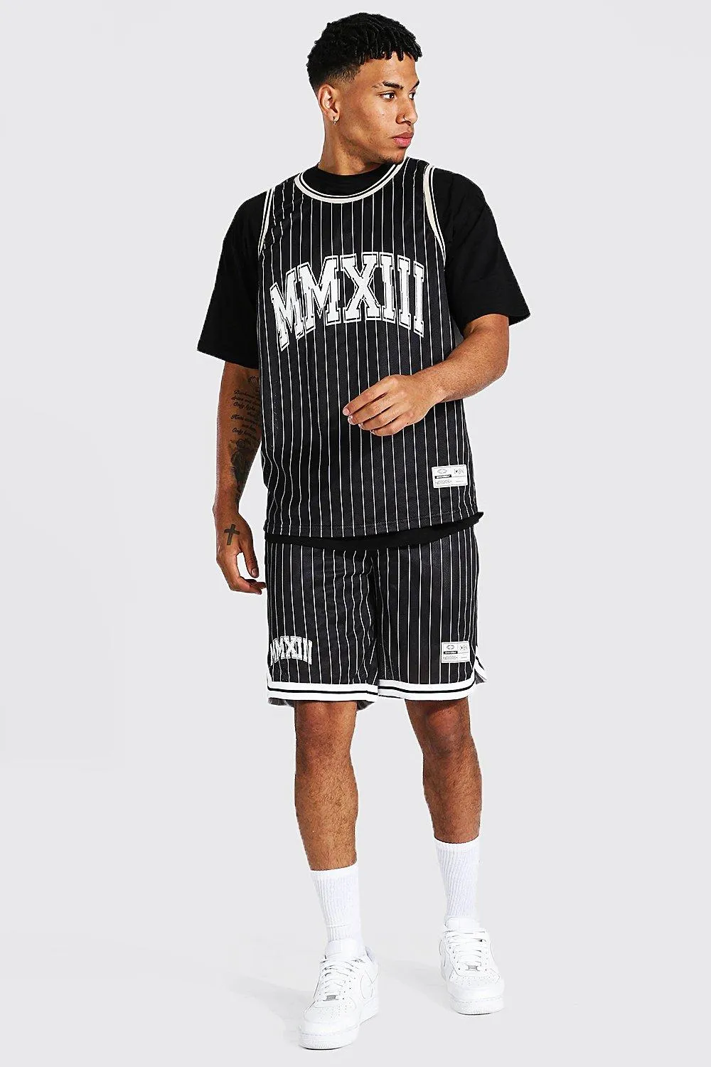 Oversize Stripe 3 Piece Airtex Basketball Set