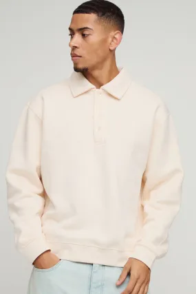 Oversized Heavyweight Long Sleeve Sweatshirt Polo