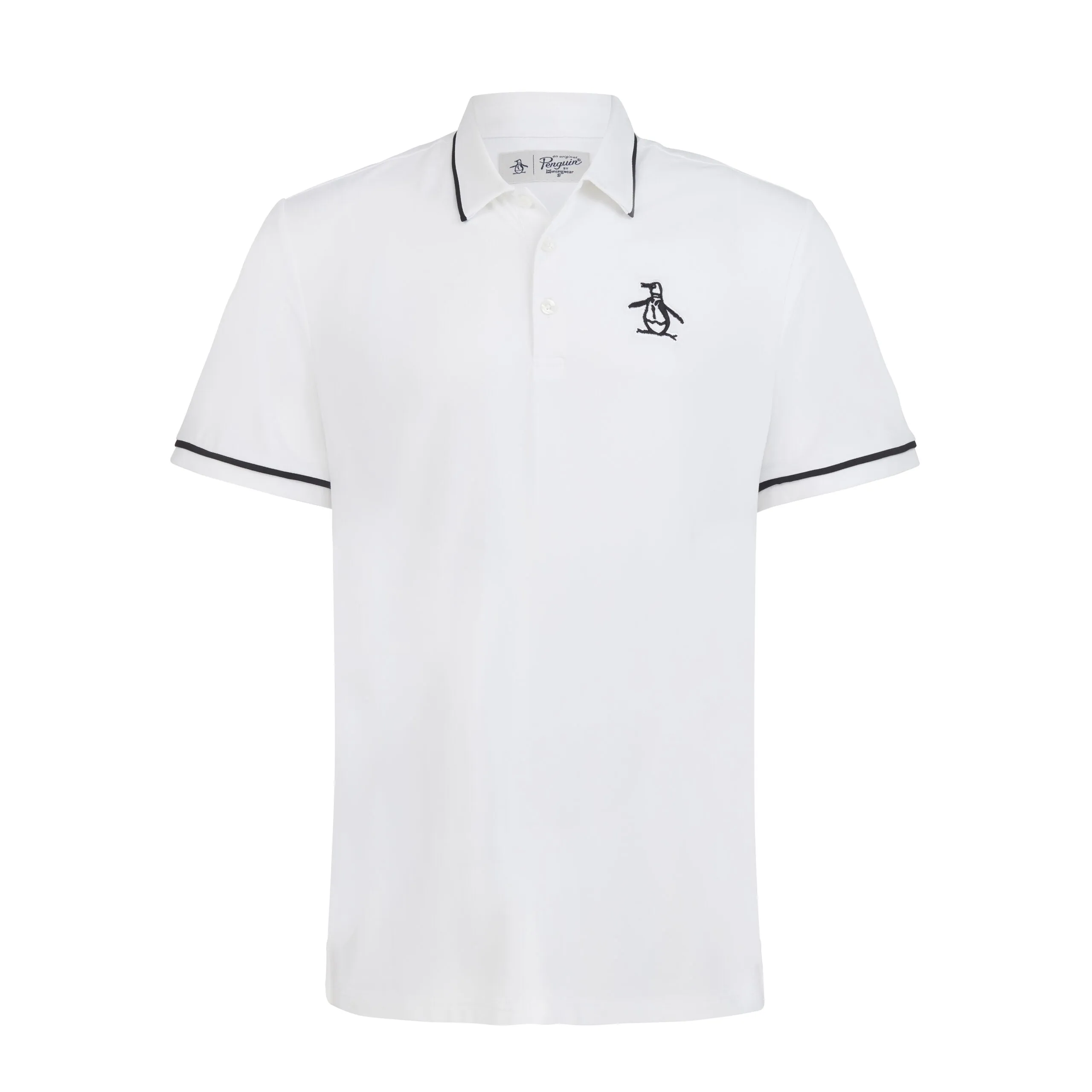 Oversized Pete Tipped Short Sleeve Golf Polo Shirt In Bright White