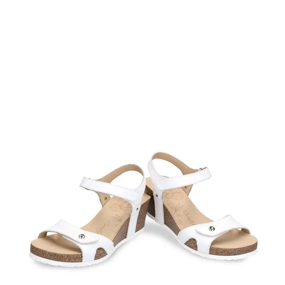 Panama Jack - Women's Julia B1 White Leather Wedge Heel Sandals