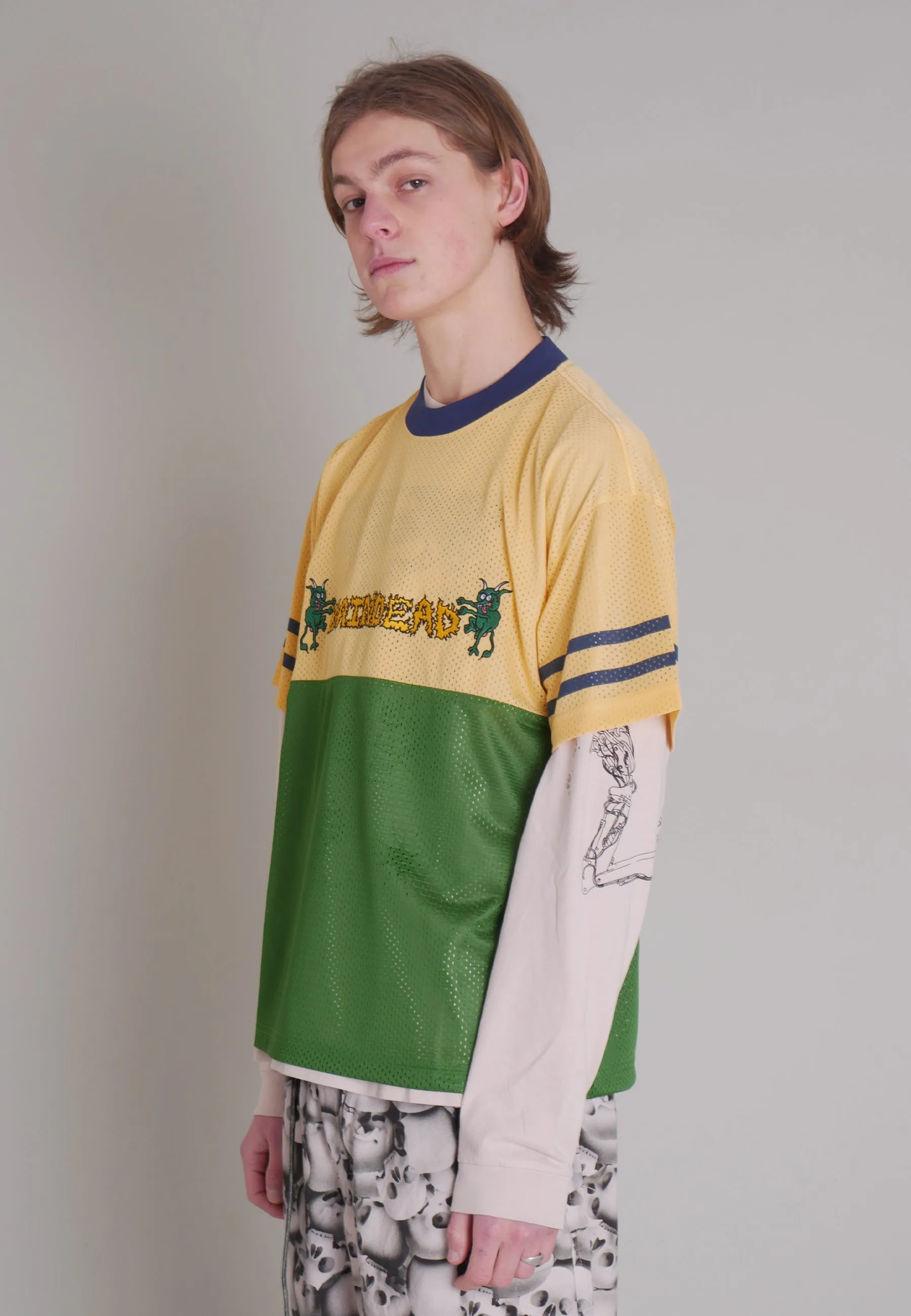 Paneled Football Mesh Shirt - yellow