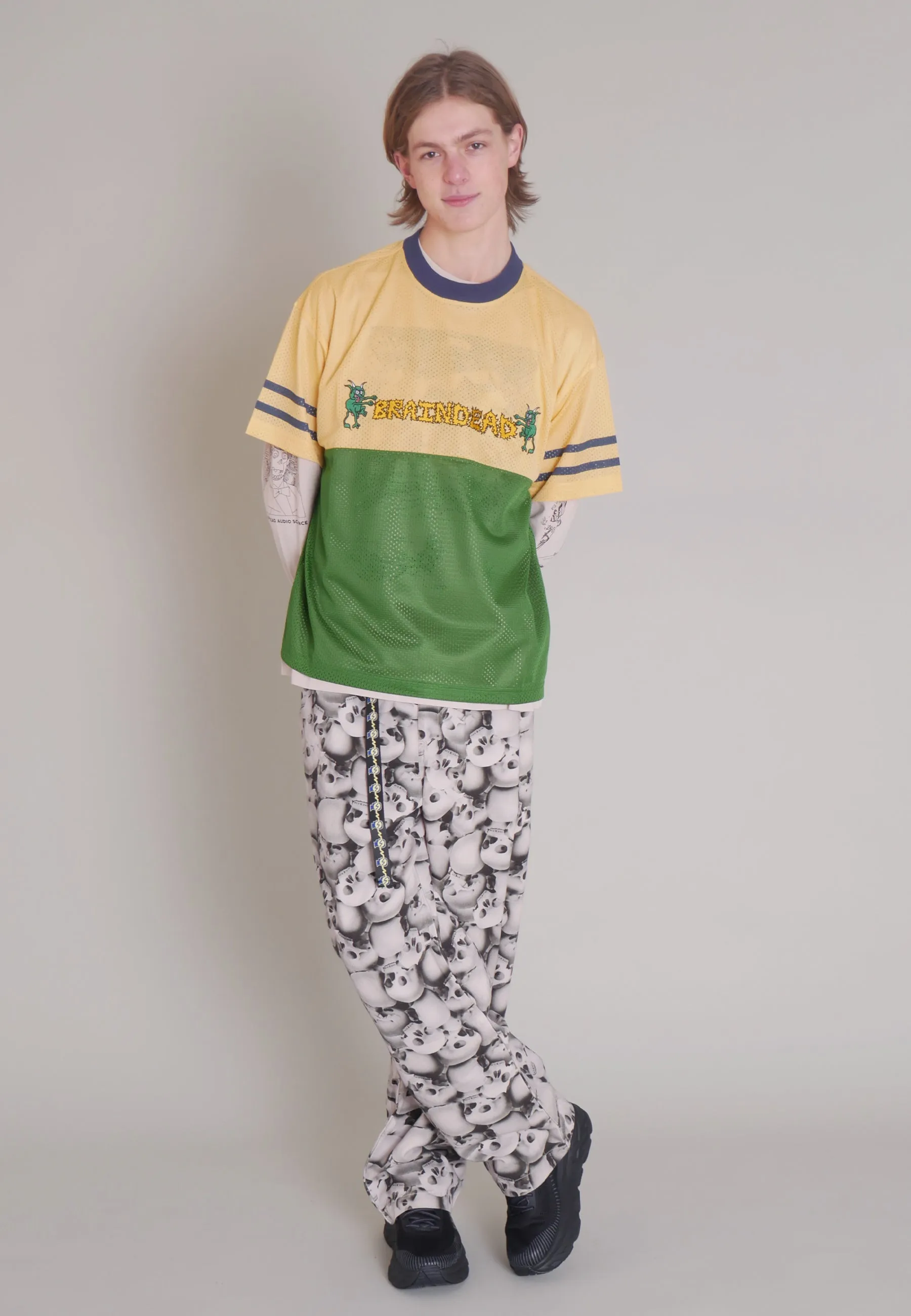 Paneled Football Mesh Shirt - yellow