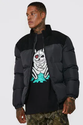Panelled Puffer With Cord Panel