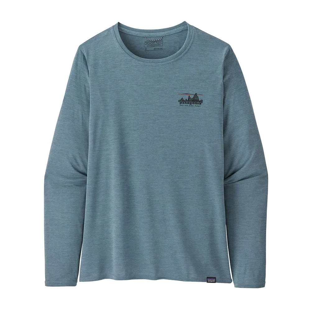 Patagonia Women's Long Sleeve Capilene Cool Daily Graphic Top - '73 Skyline: Light Plume Grey X-Dye