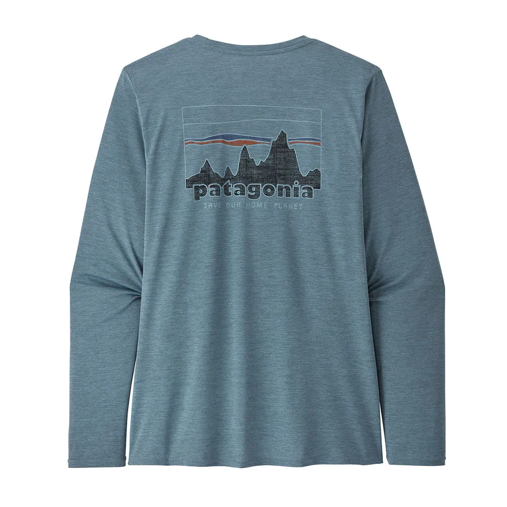 Patagonia Women's Long Sleeve Capilene Cool Daily Graphic Top - '73 Skyline: Light Plume Grey X-Dye