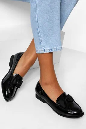 Patent Bow Detail Loafers