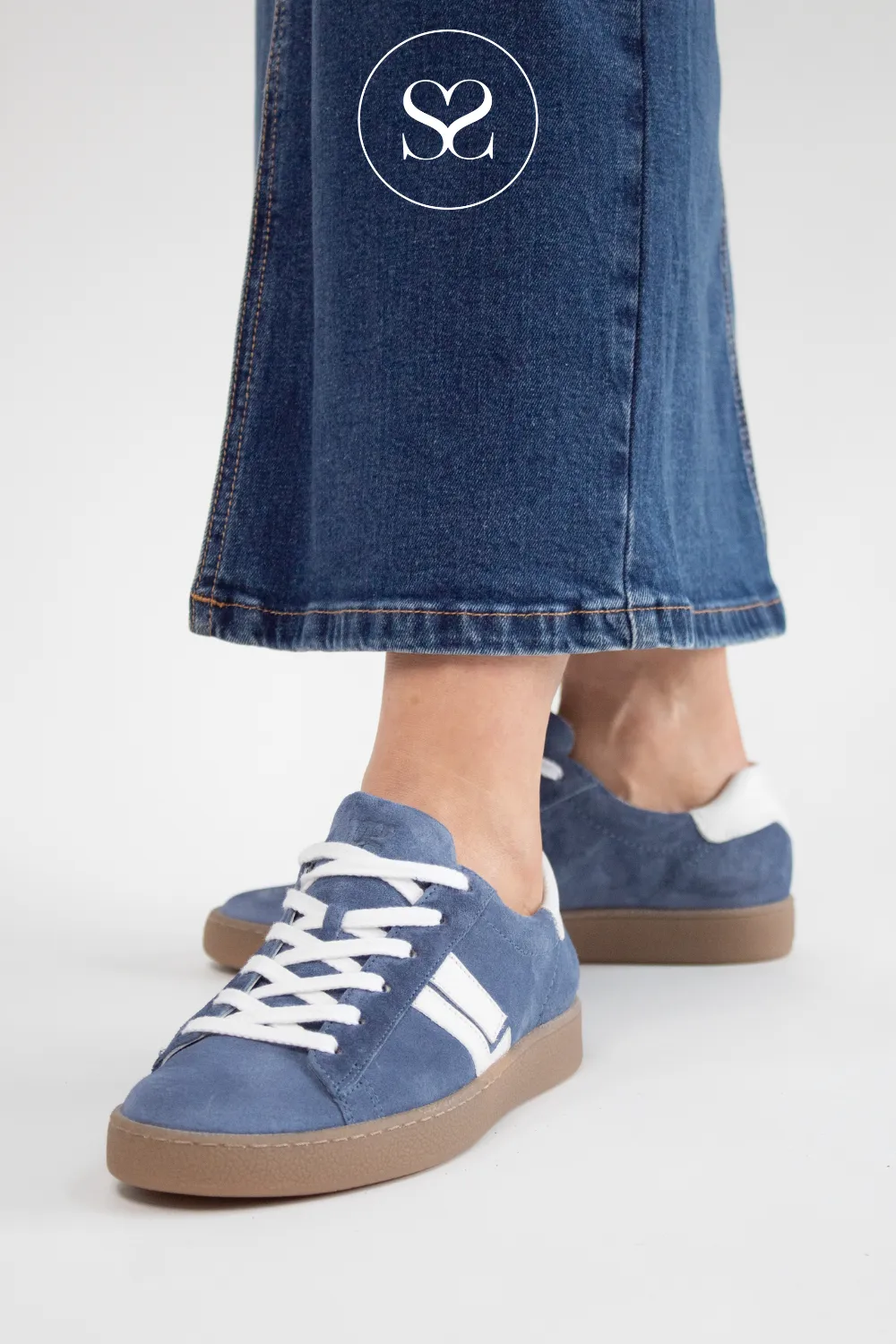 PAUL GREEN 5464 BLUE SUEDE LOW PROFILE TRAINERS