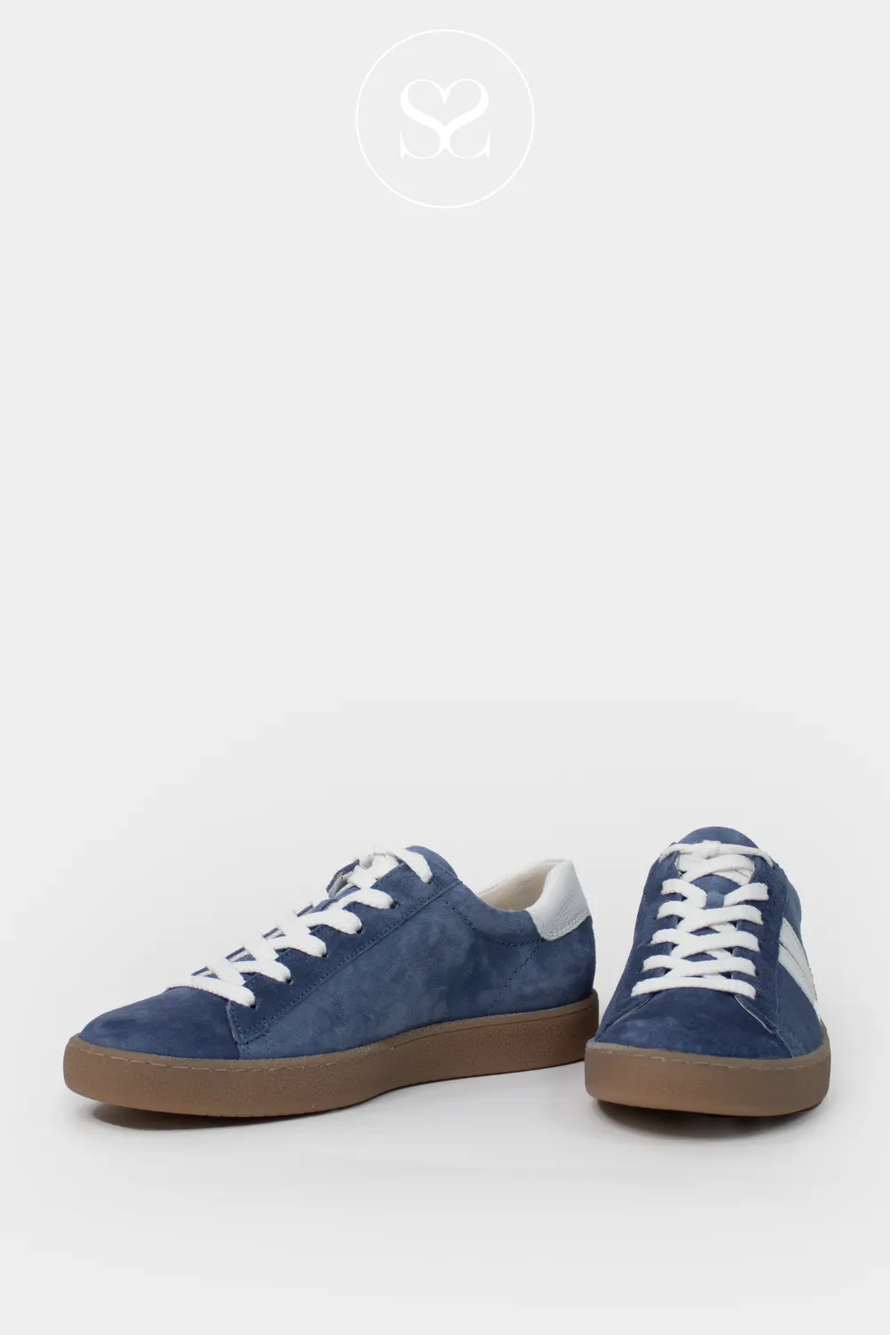 PAUL GREEN 5464 BLUE SUEDE LOW PROFILE TRAINERS