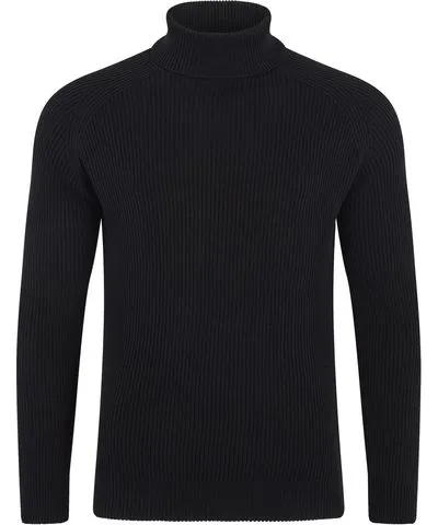 Paul James Knitwear Mens Midweight Cotton Bernard Ribbed Roll Neck Jumper