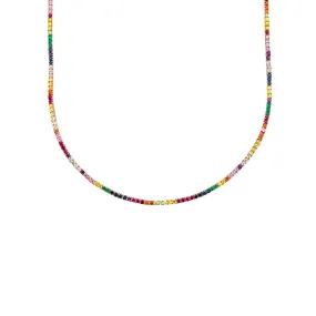 Perfect Collar Tennis Necklace - Rainbow / 14k Rose Gold