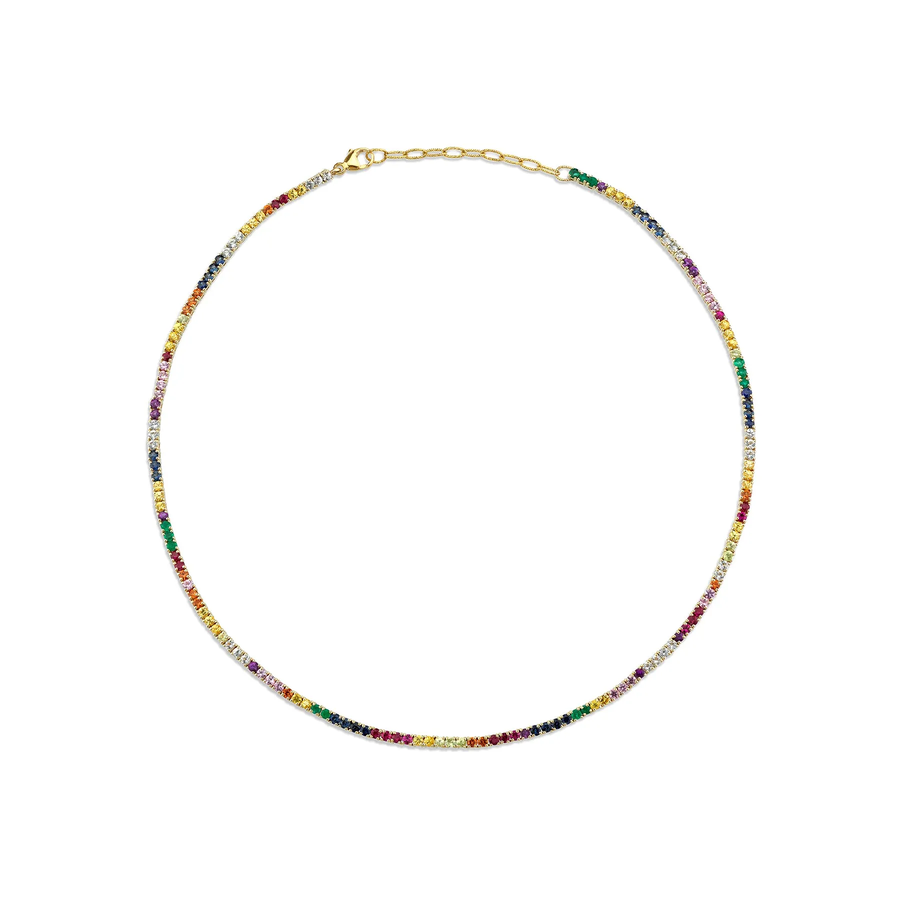 Perfect Collar Tennis Necklace - Rainbow / 14k Yellow Gold