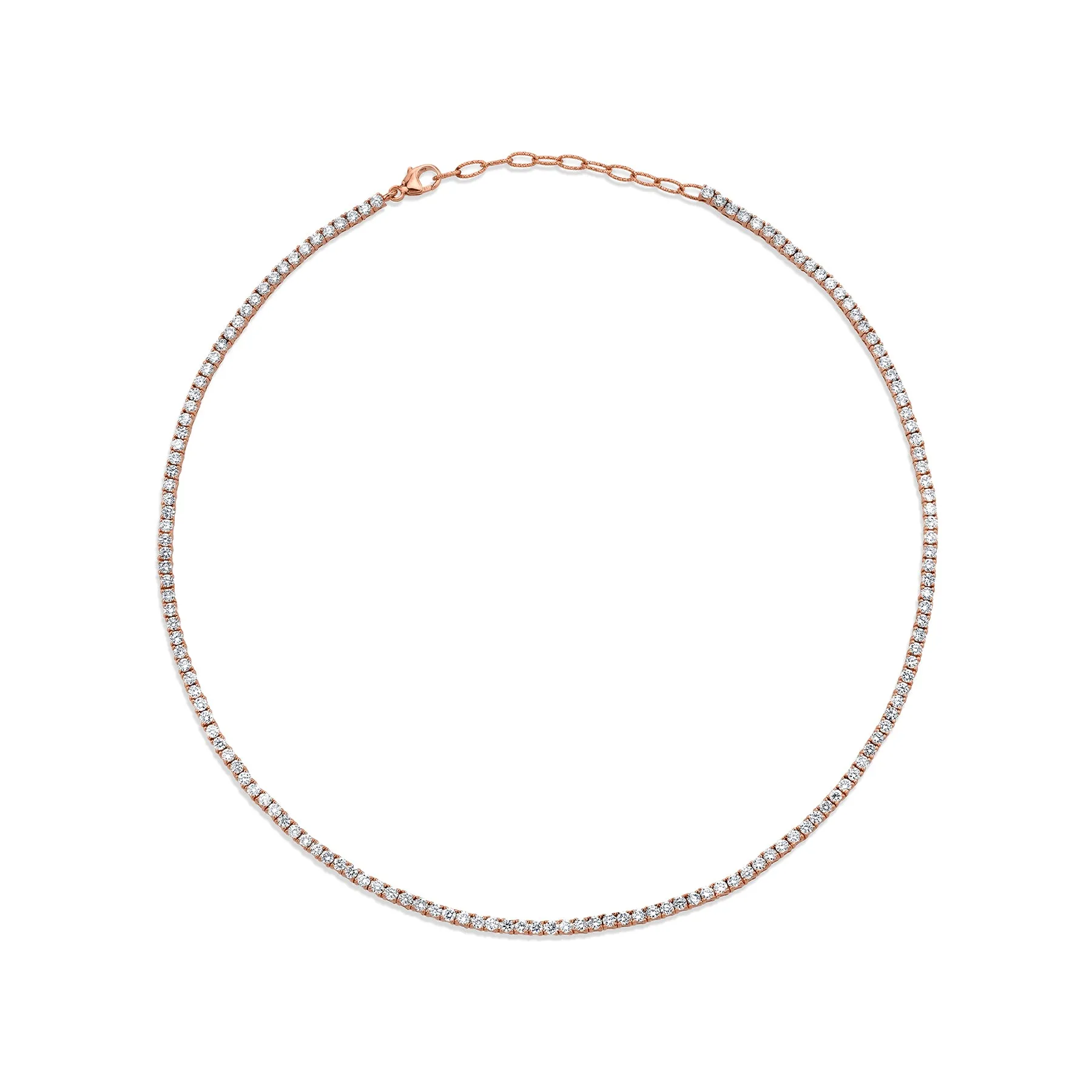 Perfect Collar Tennis Necklace - White Diamond / 14k Rose Gold