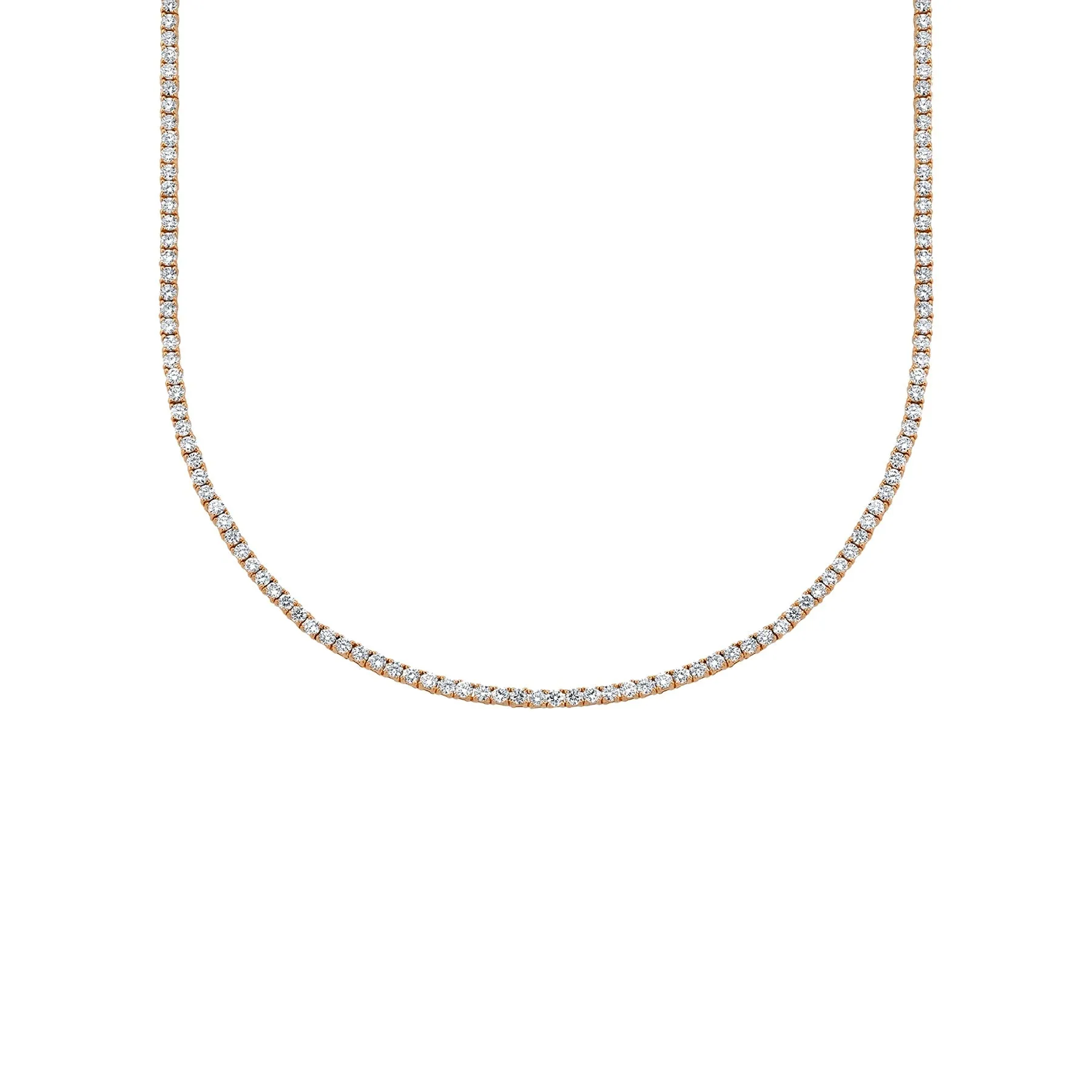 Perfect Personalized Collar Tennis Necklace - White Diamond / 14k Rose Gold