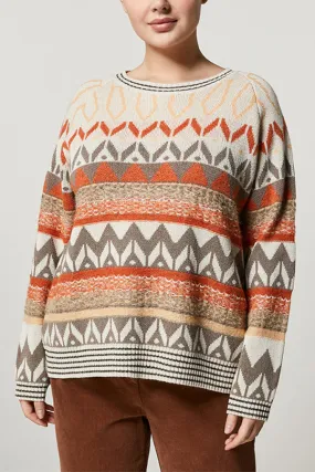 Persona (by Marina Rinaldi) AVOCADO GEOMETRIC JACQUARD SWEATER