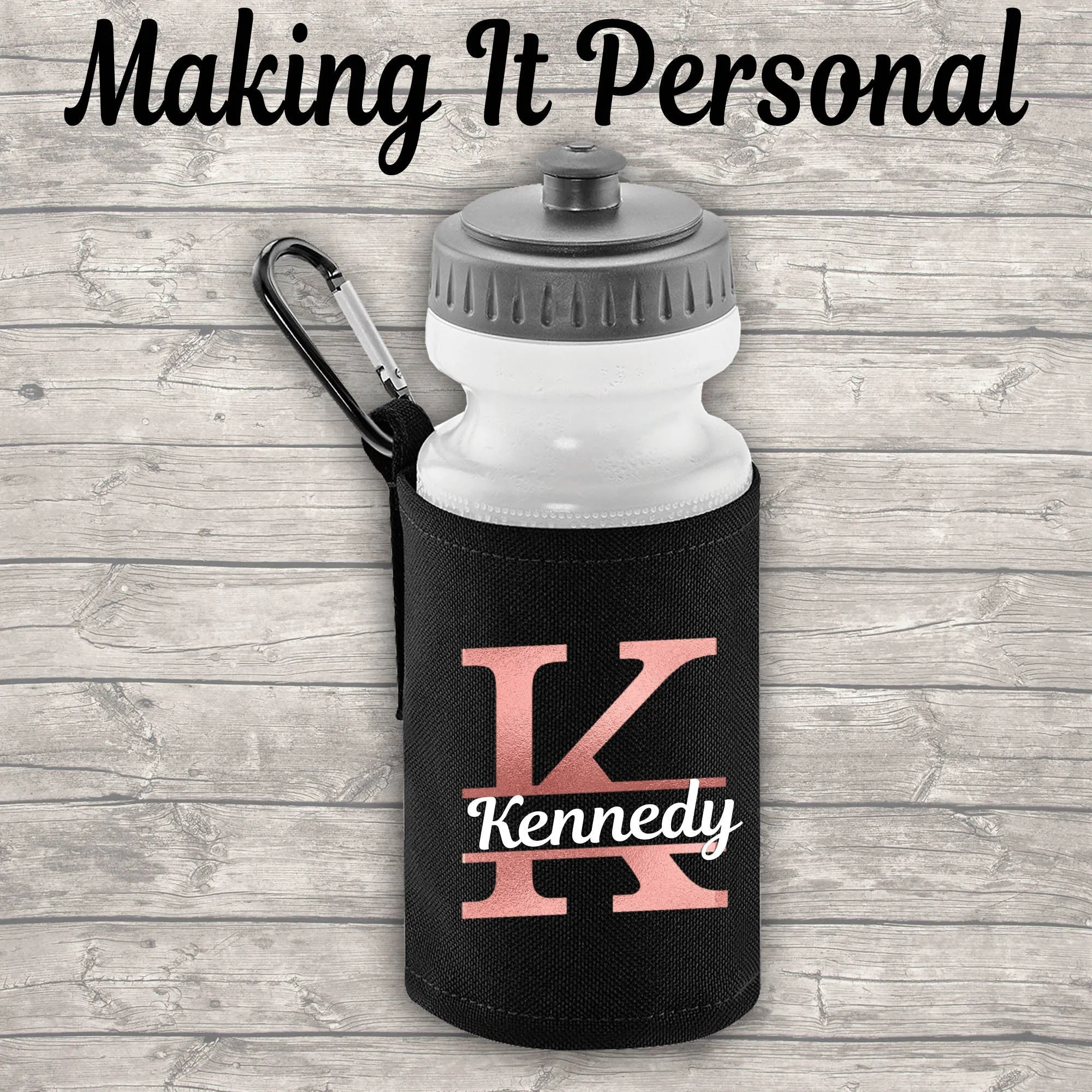 Personalised Initial and Name 18L Backpack Kids Lunch Bag Water Bottle and FREE Pencil Case ADD Your NAME Back To School Black