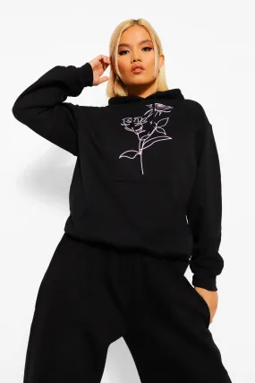 Petite Flower Print Hoodie