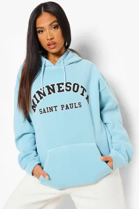 Petite Minnesota Slogan Overdyed Hoodie
