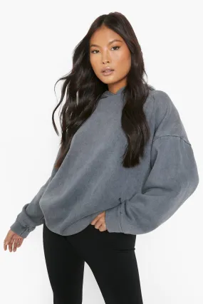 Petite Oversized Acid Wash Hoodie