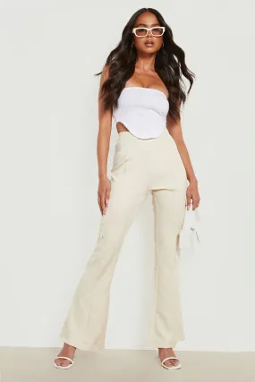 Petite Seam Detail Cargo Flare Pants