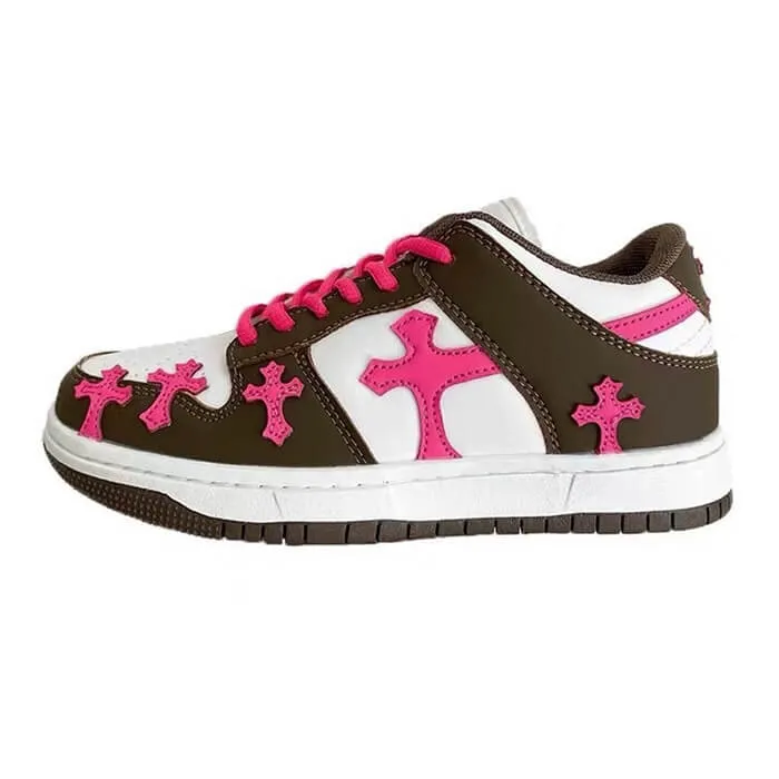 Pink & Brown Cross Sneakers