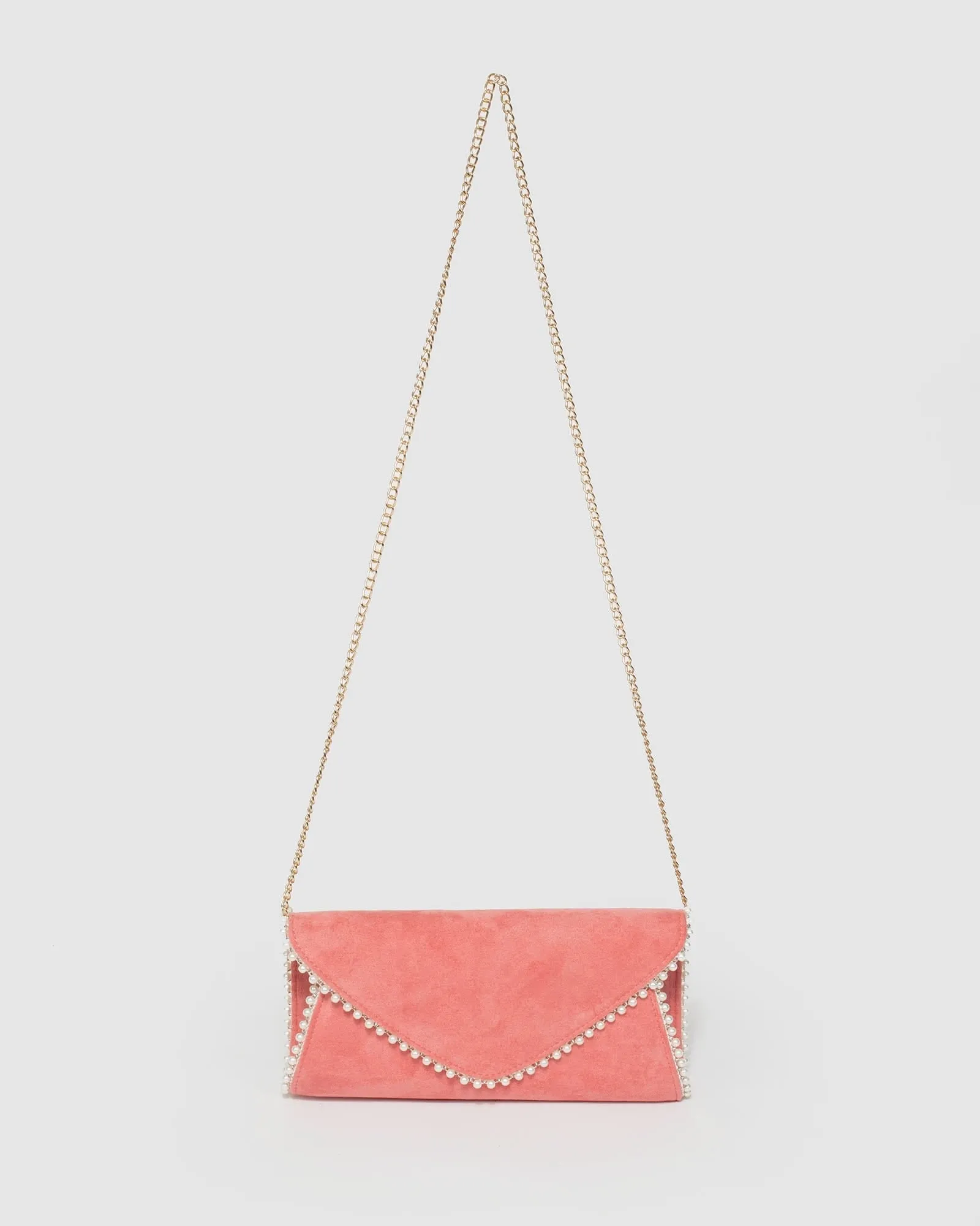 Pink Oriana Pearl Clutch Bag