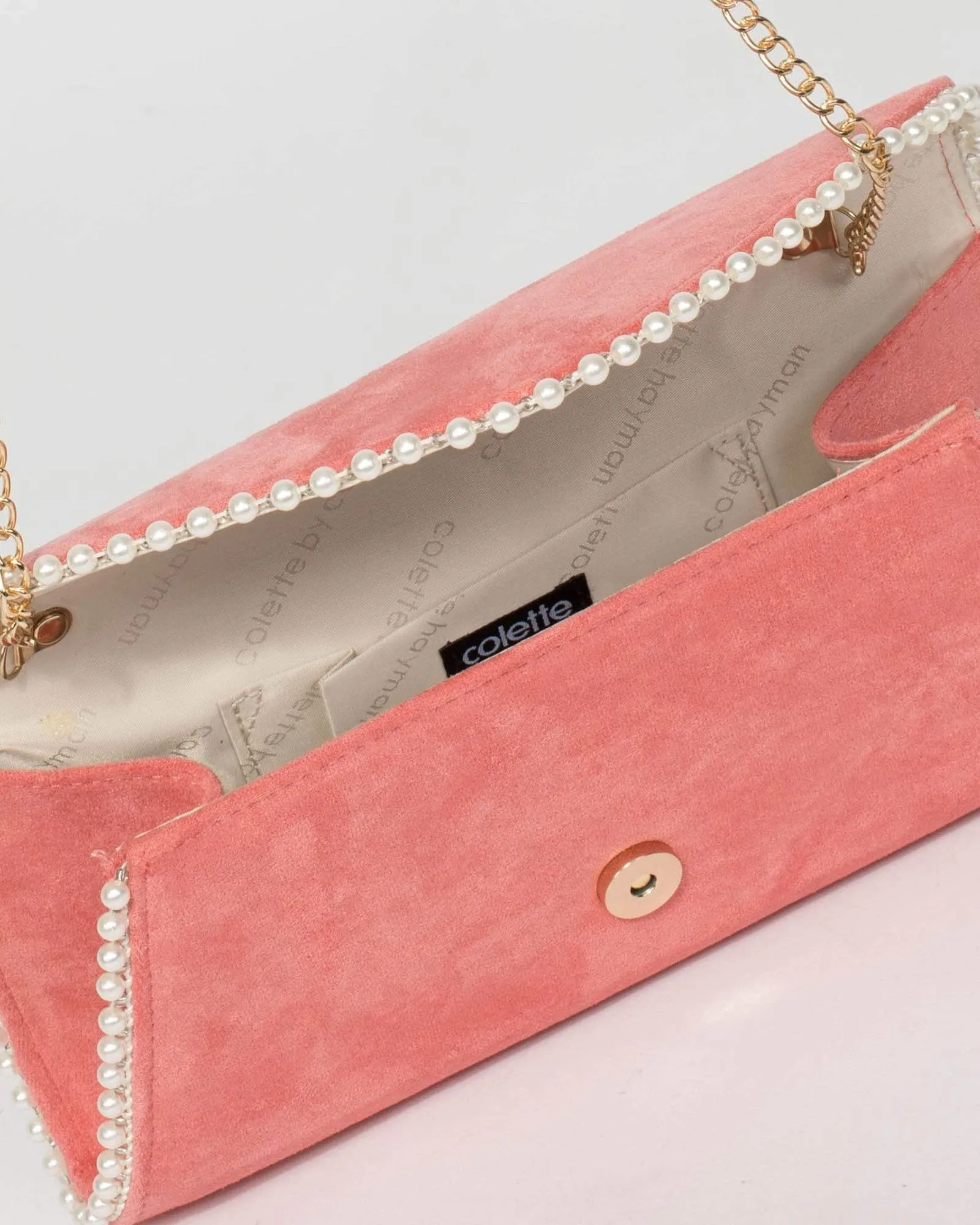 Pink Oriana Pearl Clutch Bag