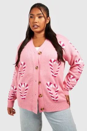 Plus Candy Cane Christmas Cardigan