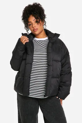 Plus Funnel Neck Puffer Jacket