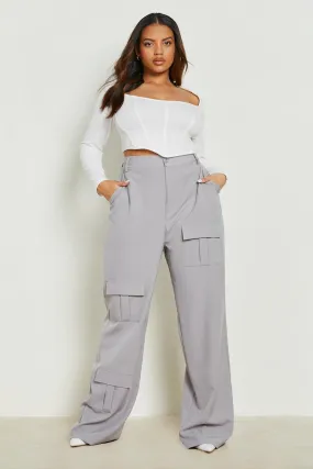 Plus Woven Pocket Detail Wide Leg Cargo Pants